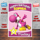 Personalised Pink Yoshi Birthday Card (SA)