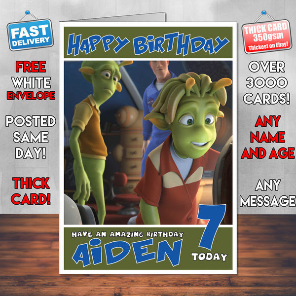 Personalised Planet 52 Style Inspired Cartoon Birthday Card (SA)