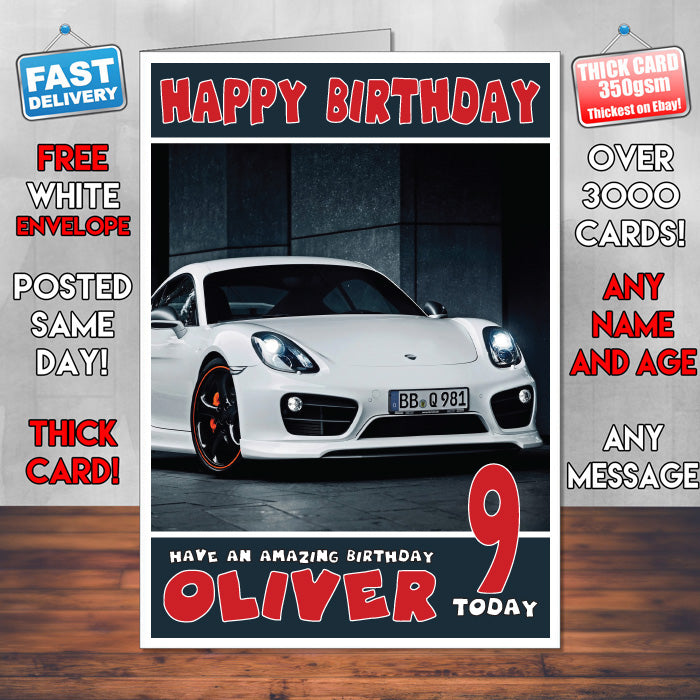 Personalised Porsche 10 Cars Birthday Card (SA)