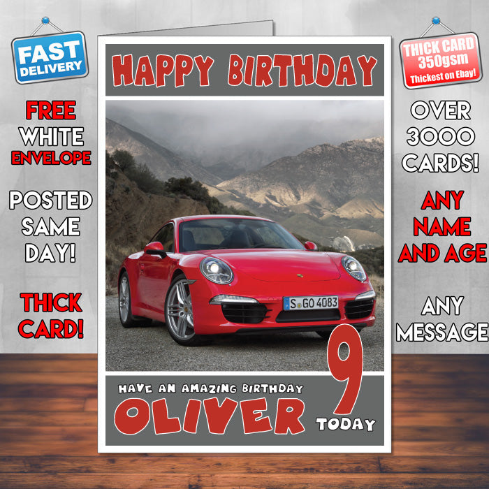 Personalised Porsche 1 Cars Birthday Card (SA)