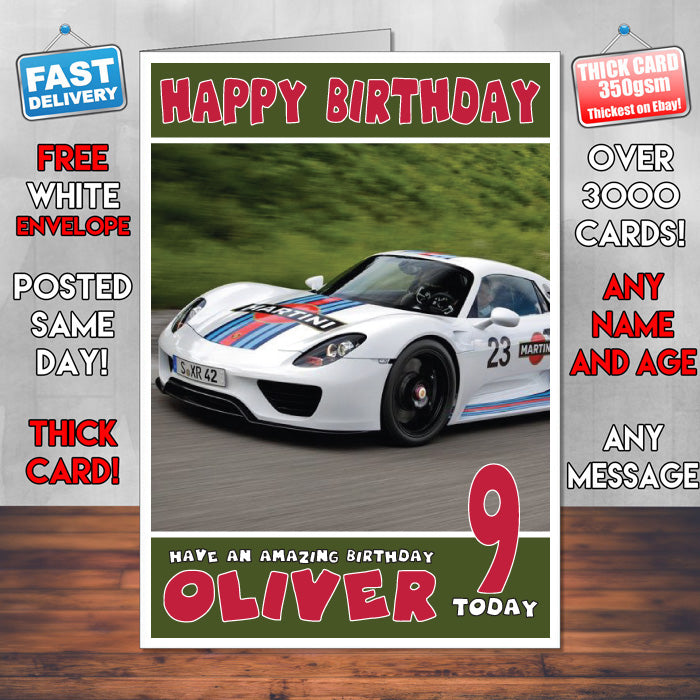 Personalised Porsche 4 Cars Birthday Card (SA)