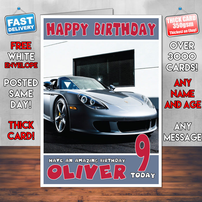 Personalised Porsche 5 Cars Birthday Card (SA)
