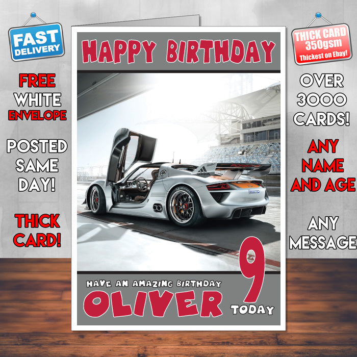 Personalised Porsche 6 Cars Birthday Card (SA)