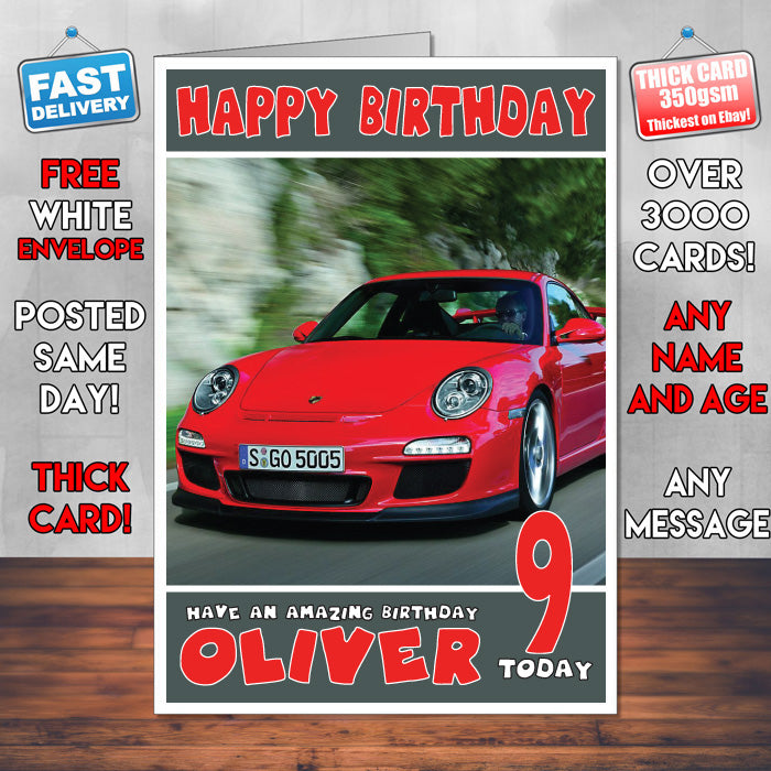 Personalised Porsche 7 Cars Birthday Card (SA)