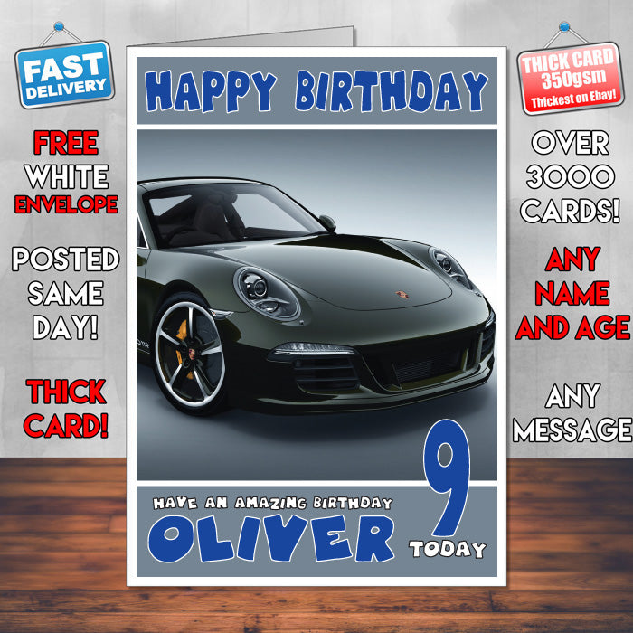 Personalised Porsche 8 Cars Birthday Card (SA)