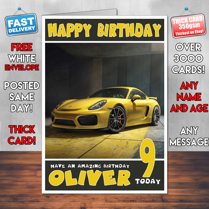 Personalised Porsche 9 Cars Birthday Card