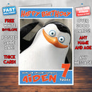 Personalised Private Penguin Style Inspired Cartoon Birthday Card (SA)