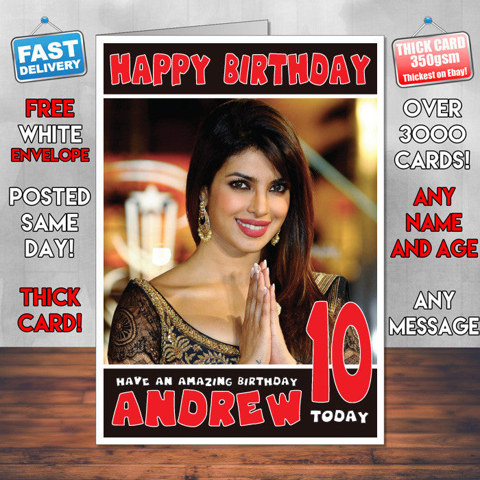 Personalised Priyanka Chopra 2 INSPIRED THEME Celebrity Birthday Card (SA)