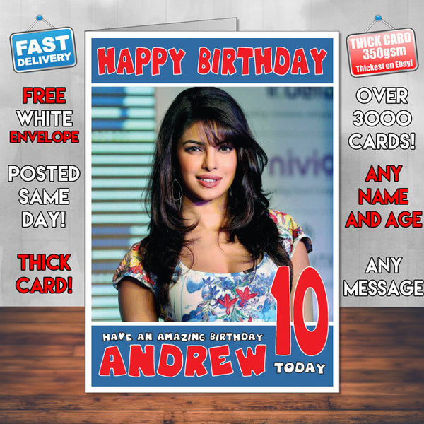 Personalised Priyanka Chopra 5 Inspired Theme Celebrity Birthday Card