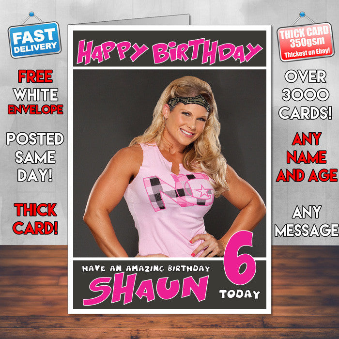 Personalised Queen Beth WWE Inspired Style Birthday Card (SA)