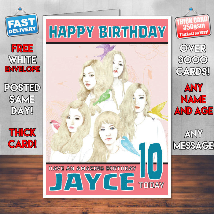 Personalised RED VELVET Celebrity Birthday Card (SA