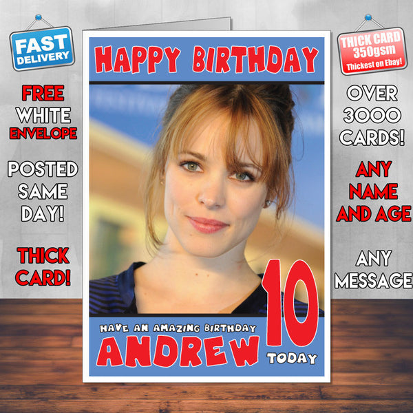 Personalised Rachel Mcadams 1 Inspired Theme Celebrity Birthday Card