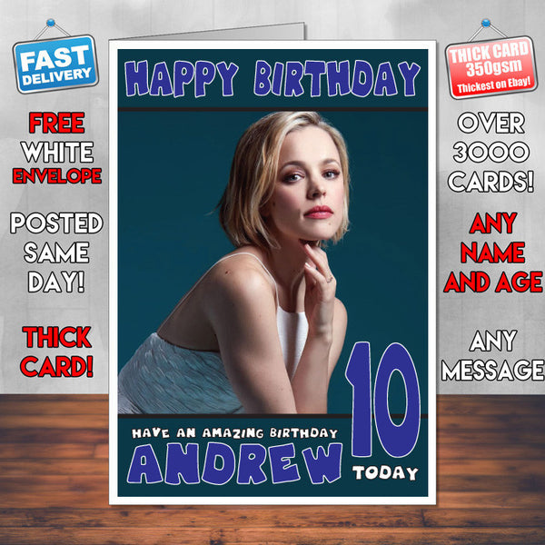 Personalised Rachel Mcadams 6 Inspired Theme Celebrity Birthday Card