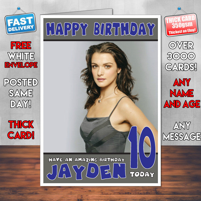 Personalised Rachel Weisz 1 INSPIRED THEME Celebrity Birthday Card (SA) – Personalised Rachel Weisz 1 Inspired Theme Celebrity Birthday Card