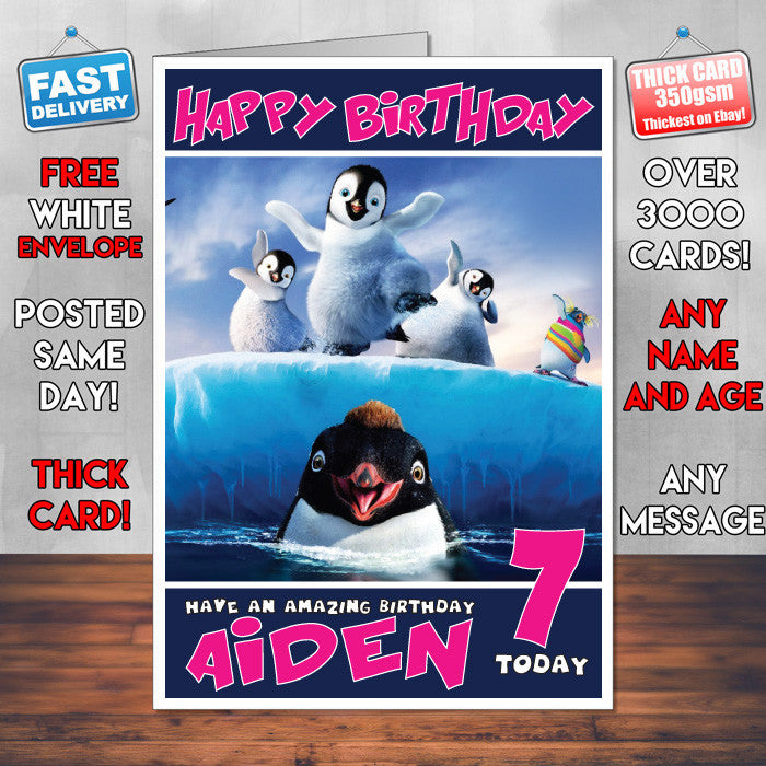 Personalised Ramon Hapyy Feet 1 Style Inspired Cartoon Birthday Card (SA)
