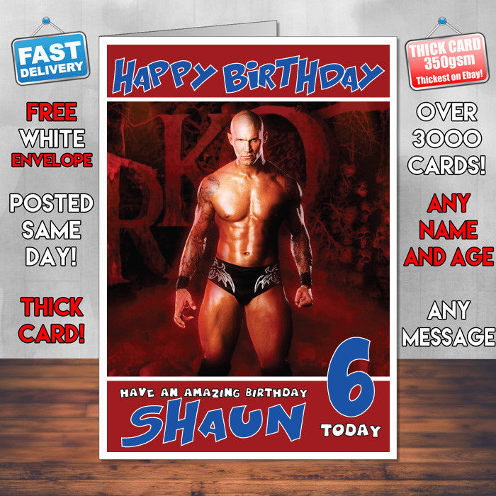 Personalised Randy Orton 2 WWE Inspired Style Birthday Card (SA)