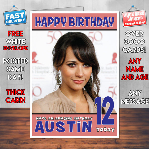 Personalised Rashida Jones Inspired Theme Celebrity Birthday Card