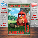Personalised Red Angry Bird Style Inspired Cartoon Birthday Card (SA)