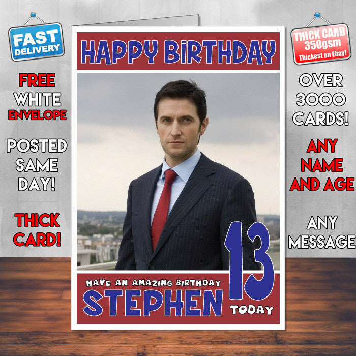 Personalised Richard Armitage 1 INSPIRED THEME Celebrity Birthday Card (SA) – Personalised Richard Armitage 1 Inspired Theme Celebrity Birthday Card