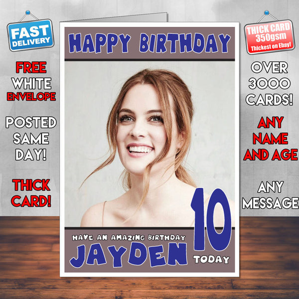Personalised Riley Keough 1 Inspired Theme Celebrity Birthday Card