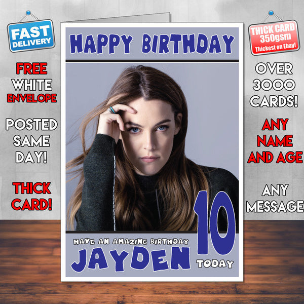Personalised Riley Keough 2 Inspired Theme Celebrity Birthday Card