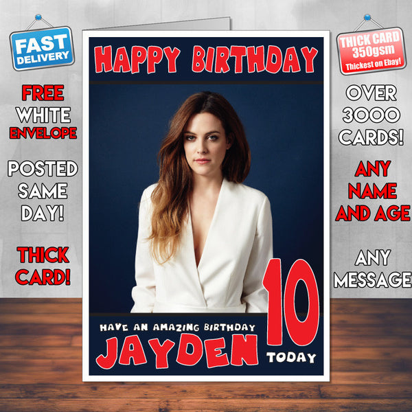 Personalised Riley Keough 4 Inspired Theme Celebrity Birthday Card