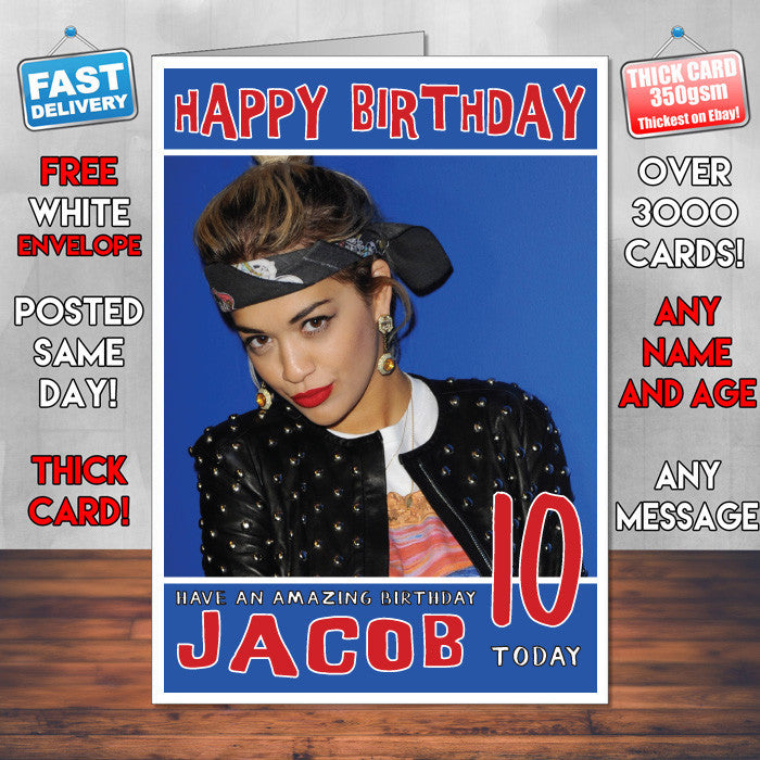 Personalised Rita Ora SJ Celebrity Inspired Style Birthday Card (SA)