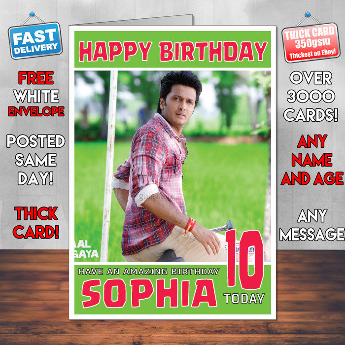 Personalised Riteish Deshmukh Bollywood Inspired Style Birthday Card (SA)