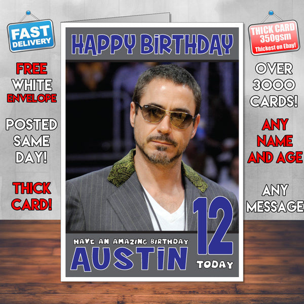 Personalised Robert Downey Inspired Theme Celebrity Birthday Card