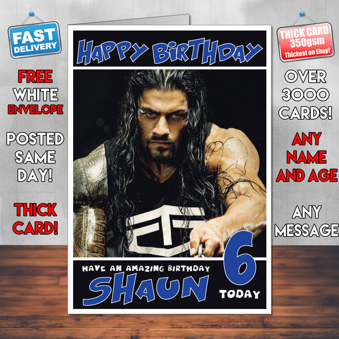 Personalised Roman Reigns 2 WWE Inspired Style Birthday Card (SA)