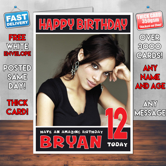 Personalised Rosario Dawson INSPIRED THEME Celebrity Birthday Card (SA)