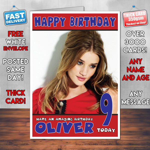 Personalised Rosie Huntington 1 Inspired Theme Celebrity Birthday Card