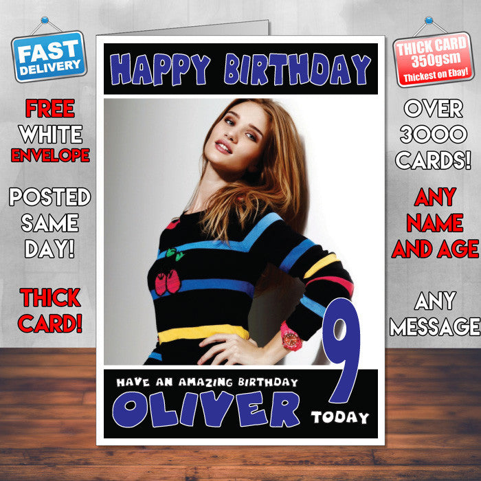 Personalised Rosie Huntington 2 INSPIRED THEME Celebrity Birthday Card (SA) – Personalised Rosie Huntington 2 Inspired Theme Celebrity Birthday Card
