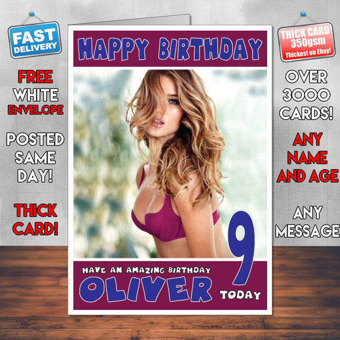 Personalised Rosie Huntington 3 INSPIRED THEME Celebrity Birthday Card (SA)