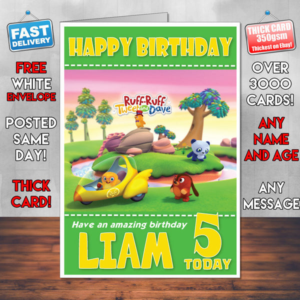 Personalised Ruff Ruff Tweet And Dave 10 Style Theme Personalised Kidshows Birthday Card (SA)