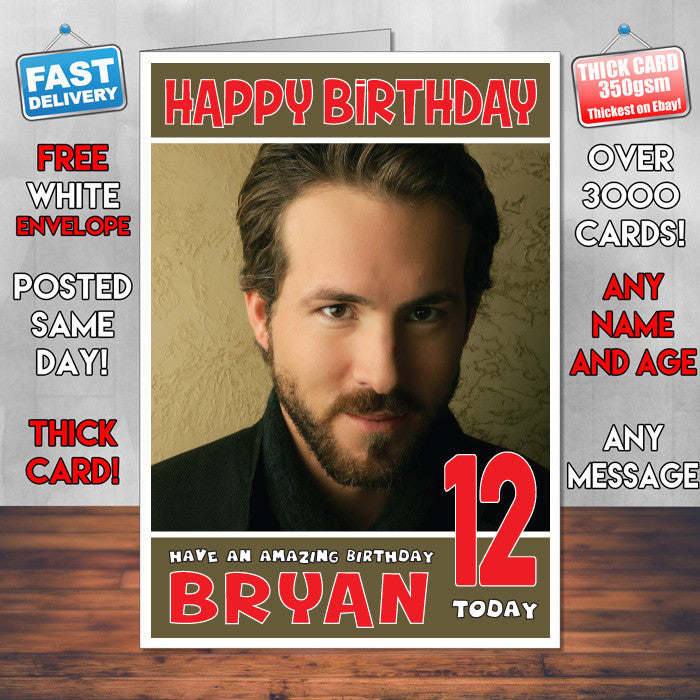 Personalised Ryan Reynolds INSPIRED THEME Celebrity Birthday Card (SA)