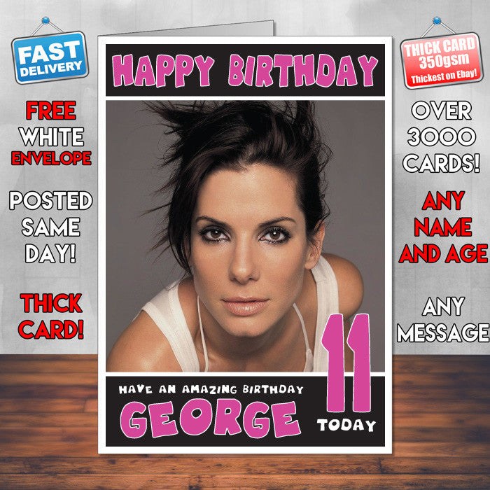 Personalised Sandra Bullock 1 INSPIRED THEME Celebrity Birthday Card (SA)