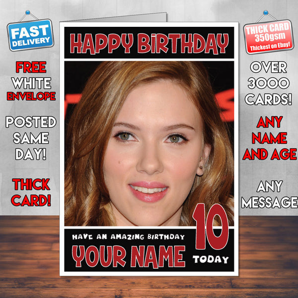 Personalised Scarlett Johansson 10 Inspired Theme Celebrity Birthday Card