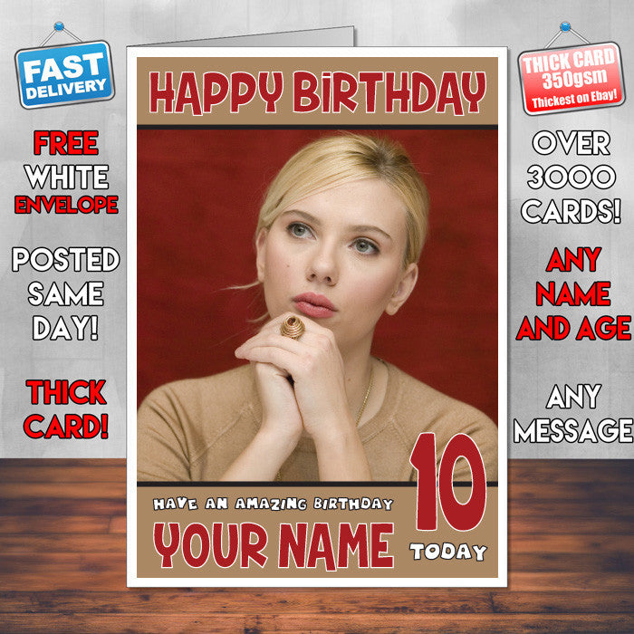 Personalised Scarlett Johansson 11 Inspired Theme Celebrity Birthday Card