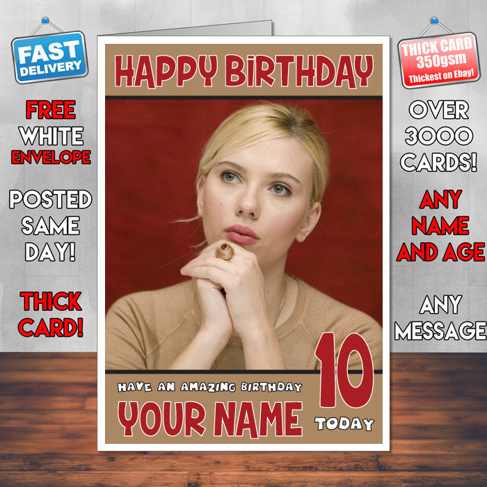 Personalised Scarlett Johansson 11 INSPIRED THEME Celebrity Birthday Card (SA)