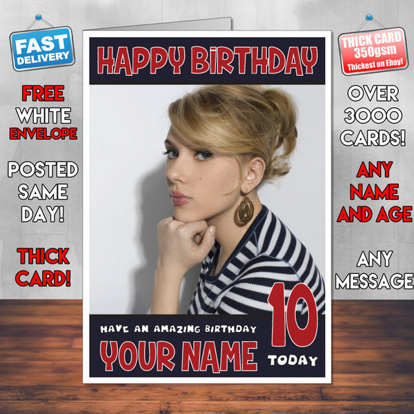 Personalised Scarlett Johansson 12 Inspired Theme Celebrity Birthday Card