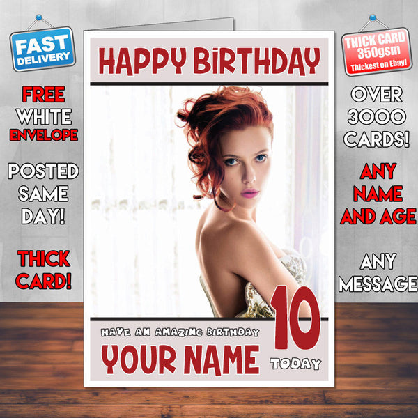 Personalised Scarlett Johansson 13 Inspired Theme Celebrity Birthday Card