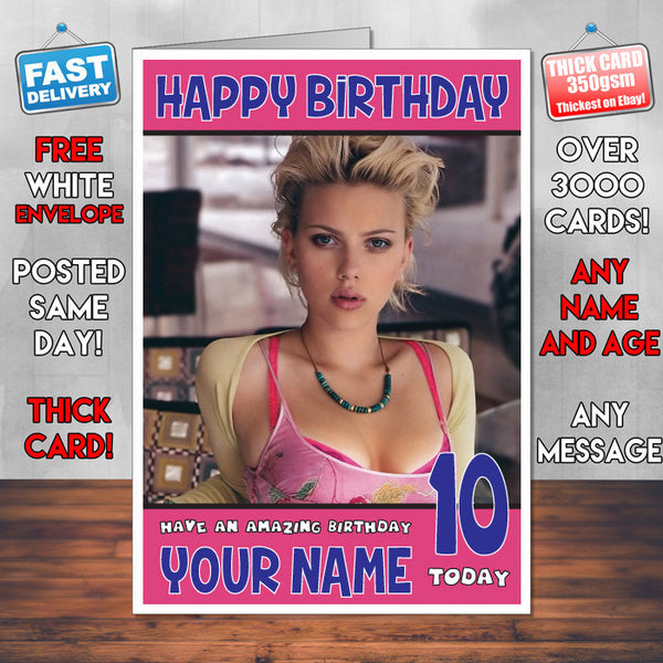 Personalised Scarlett Johansson 3 Celebrity Birthday Card
