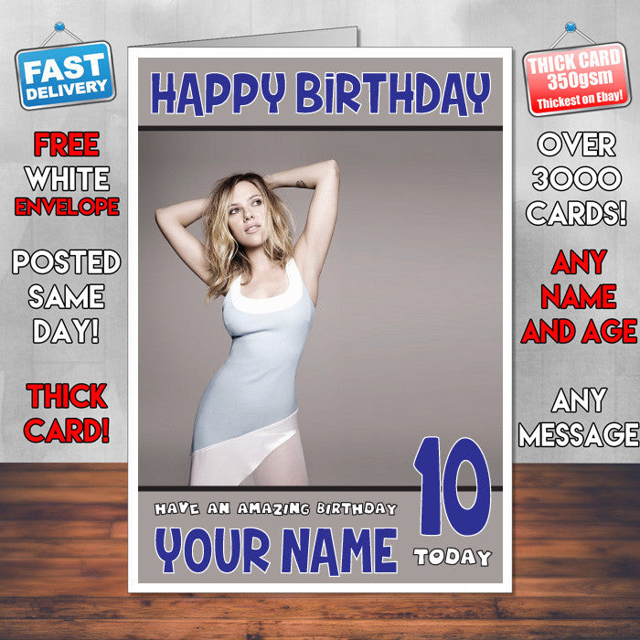 Personalised Scarlett Johansson 8 Celebrity Inspired Style Birthday Card (SA)