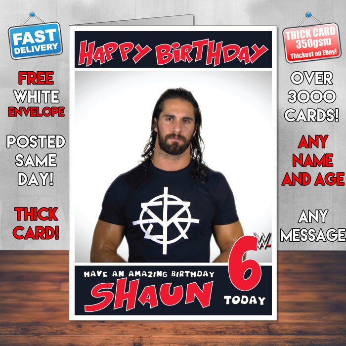 Personalised Seth Rollins 2 WWE Inspired Style Birthday Card (SA)