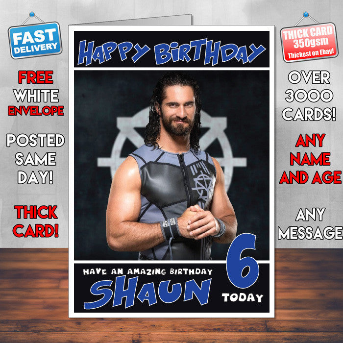 Personalised Seth Rollins WWE Inspired Style Birthday Card (SA)