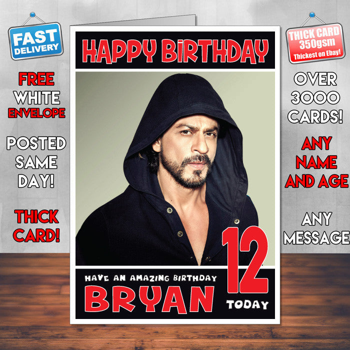 Personalised Shah Rukh Khan Celebrity Inspired Style Birthday Card (SA)