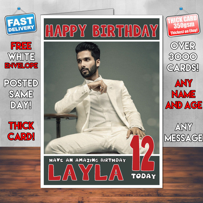 Personalised Shahid Kapoor 2 Bollywood Inspired Style Birthday Card (SA)