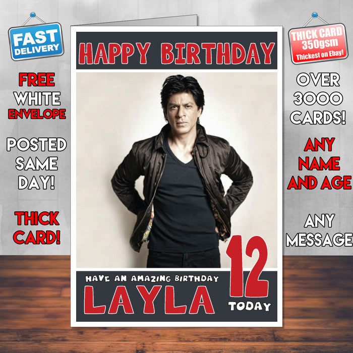 Personalised Shahrukh Khan 3 Bollywood Inspired Style Birthday Card (SA)