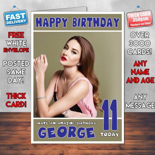 Personalised Shailene Woodley 3 Celebrity Birthday Card